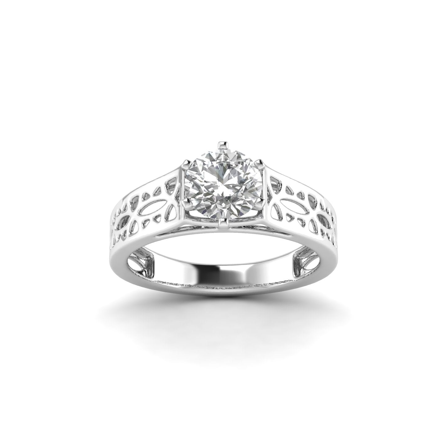 White Gold Studded 1 Carat Lab Grown Diamond Ring-G Color VS2 Clarity.
